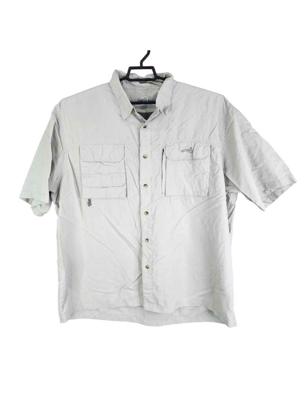 Mens Natural Gear Gray Button Up Vented Shirt Short Sleeve Outdoor Nylon 2XL